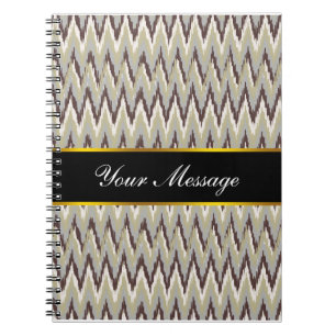 Coffee and Sage iKat ZigZag Pattern Notebook
