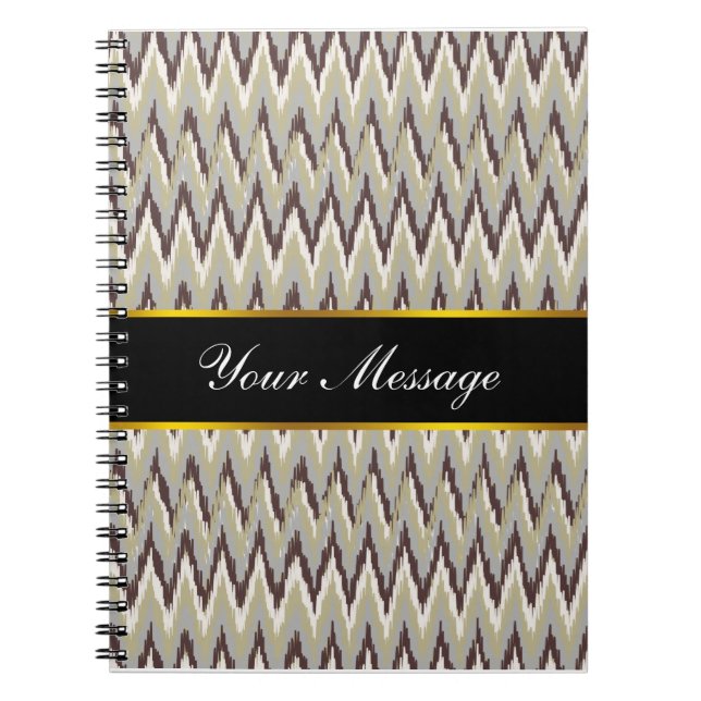 Coffee and Sage iKat ZigZag Pattern Notebook (Front)
