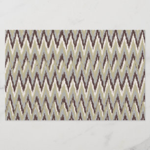 Coffee and Sage iKat ZigZag Pattern Stationery