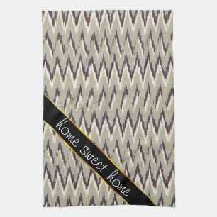 Coffee and Sage iKat ZigZag Pattern Tea Towel
