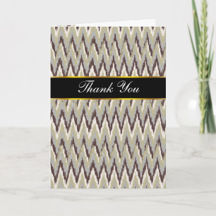 Coffee and Sage iKat ZigZag Pattern Thank You Card