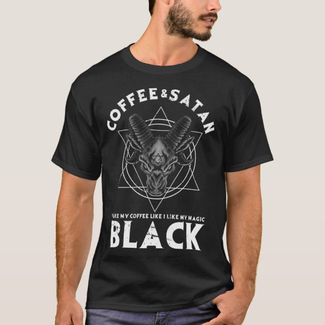 Coffee And Satan Occult Gothic Goth Baphomet Aesth T-Shirt (Front)