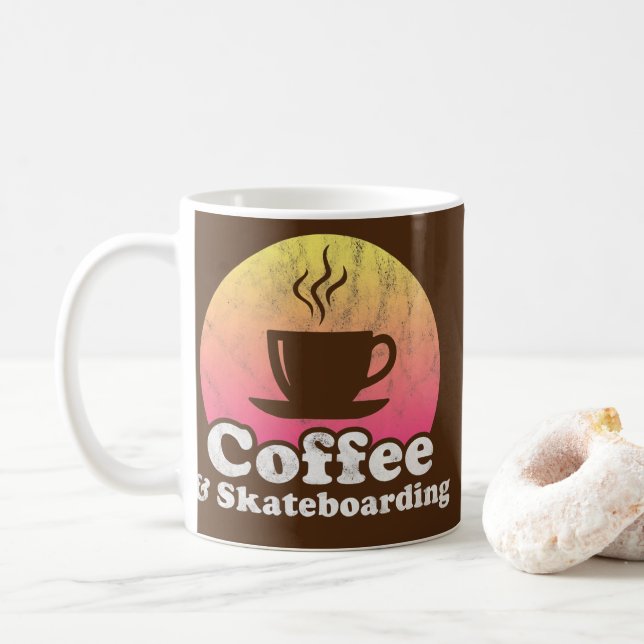 Coffee and Skateboarding  Coffee Mug (With Donut)