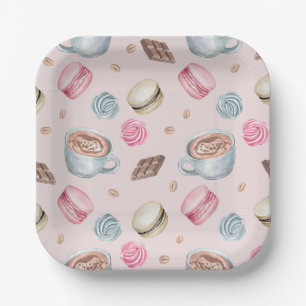 Coffee and Sweets Pattern Paper Plate