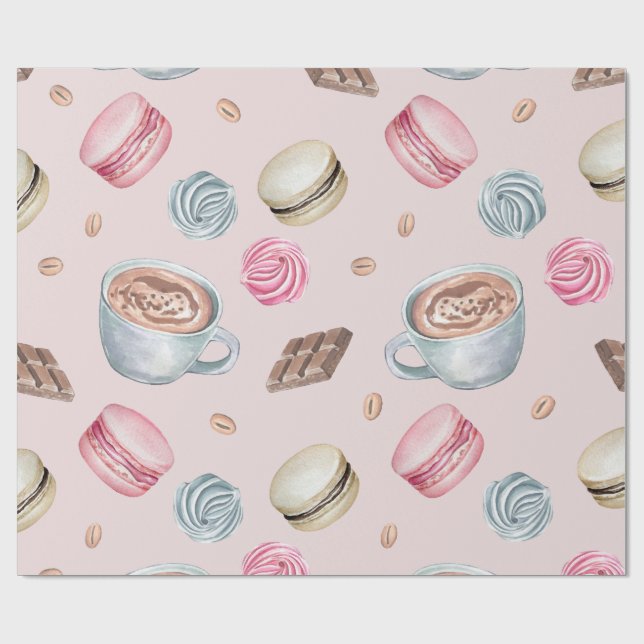 Coffee and Sweets Pattern Wrapping Paper (Flat)