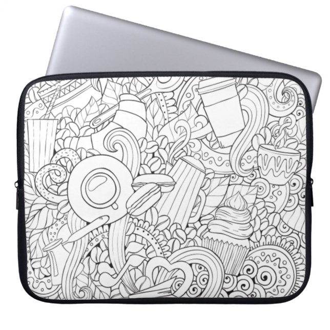 Coffee And Tea Doodle Laptop Sleeve (Front)