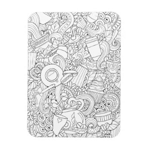 Coffee And Tea Doodle Magnet