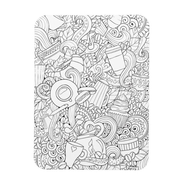 Coffee And Tea Doodle Magnet (Vertical)