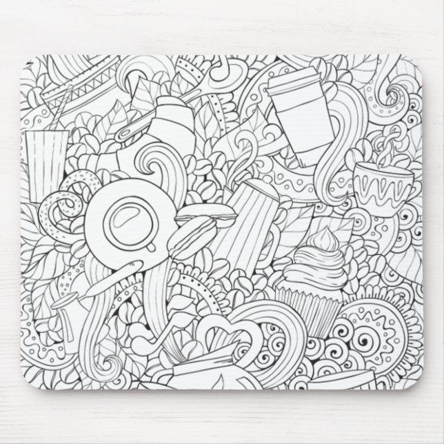 Coffee And Tea Doodle Mouse Pad (Front)