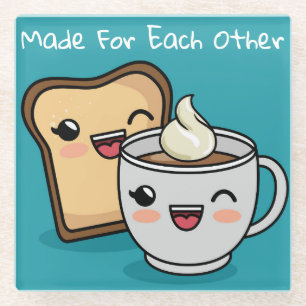 Coffee And Toast Glass Coaster