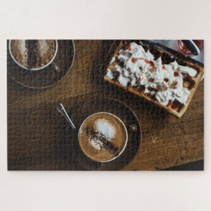 Coffee and Waffle Breakfast in Bed Jigsaw Puzzle