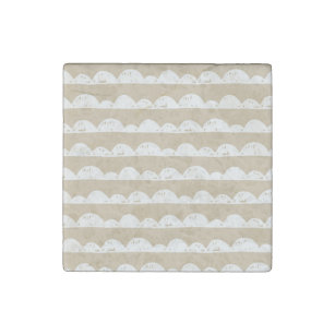 Coffee and White Clouds Pattern Stone Magnet
