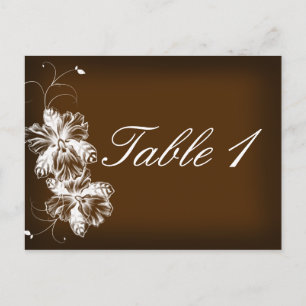 Coffee and White Floral Spray Table Number Postcard