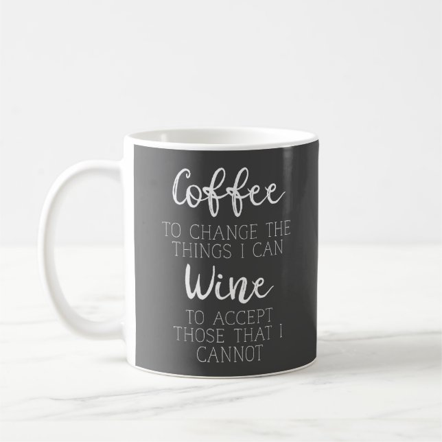 Coffee and Wine Humour Coffee Mug (Left)