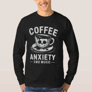 Coffee Anxiety Emo Music Skull Goth Punk Grunge Ae T-Shirt
