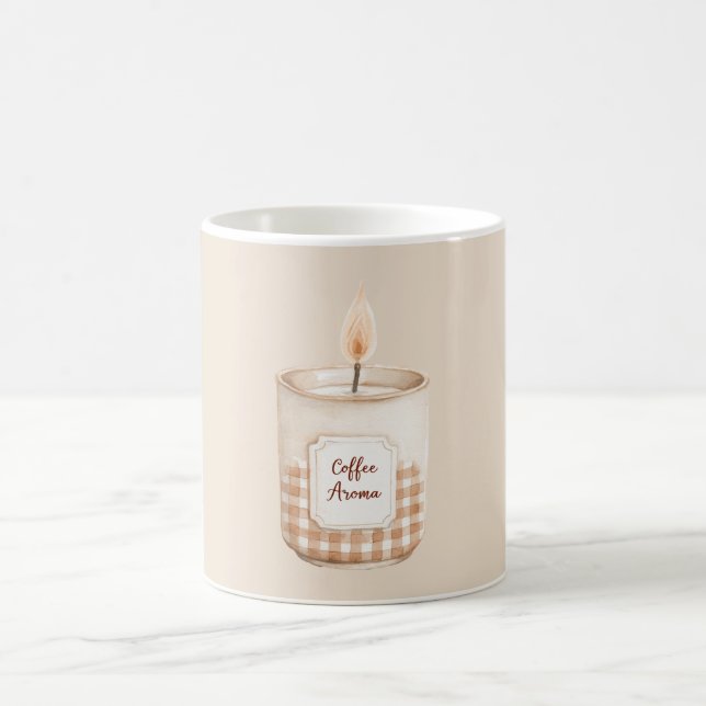 Coffee Aroma Cream Plaid Candle Mug (Center)