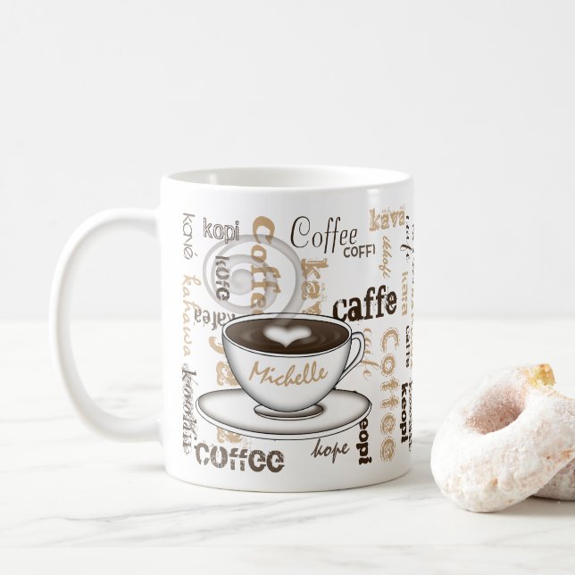 Coffee Around the World Name Coffee Mug (With Donut)