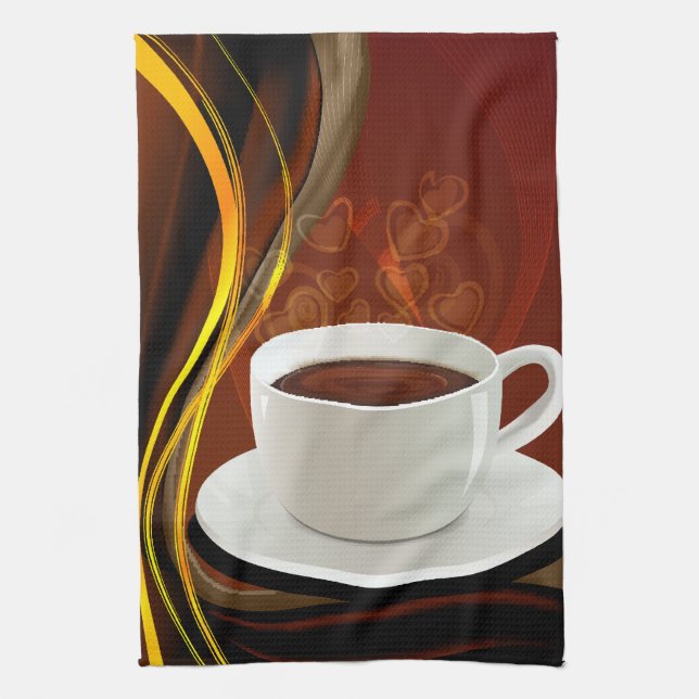 Coffee Art Cafe Tea Towel (Vertical)