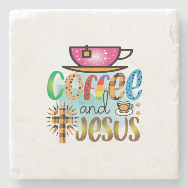 Coffee Art Cofee And Jesus Stone Coaster (Front)