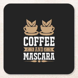 Coffee Art Coffee And Mascara Square Paper Coaster