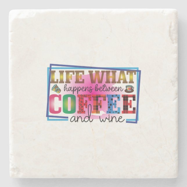 Coffee Art Coffee And Wine Stone Coaster (Front)