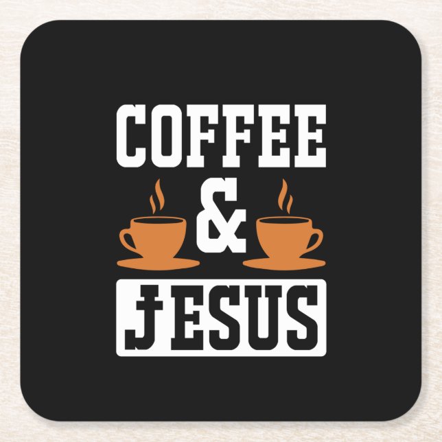 Coffee Art Coffee & Jesus Square Paper Coaster (Front)