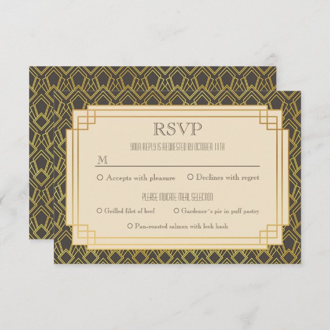Coffee Art deco rsvp Invitation (Front/Back)