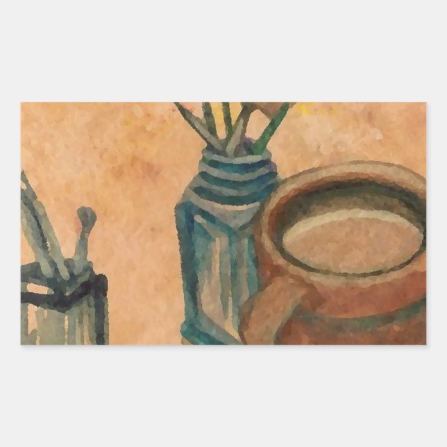 Coffee Art - First Thing in the Morning Rectangular Sticker (Front)