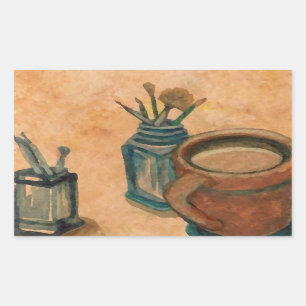 Coffee Art - First Thing in the Morning Rectangular Sticker