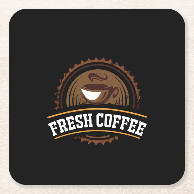 Coffee Art Fresh Coffee Square Paper Coaster (Front)