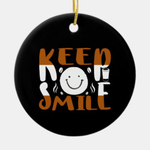 Coffee Art Keep Smile Ceramic Ornament