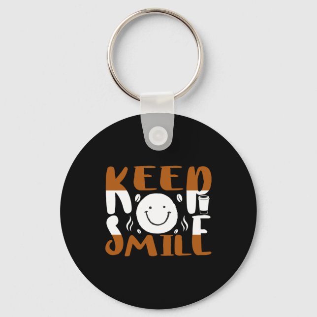 Coffee Art Keep Smile Key Ring (Front)