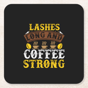 Coffee Art Lashes Long And Coffee Square Paper Coaster