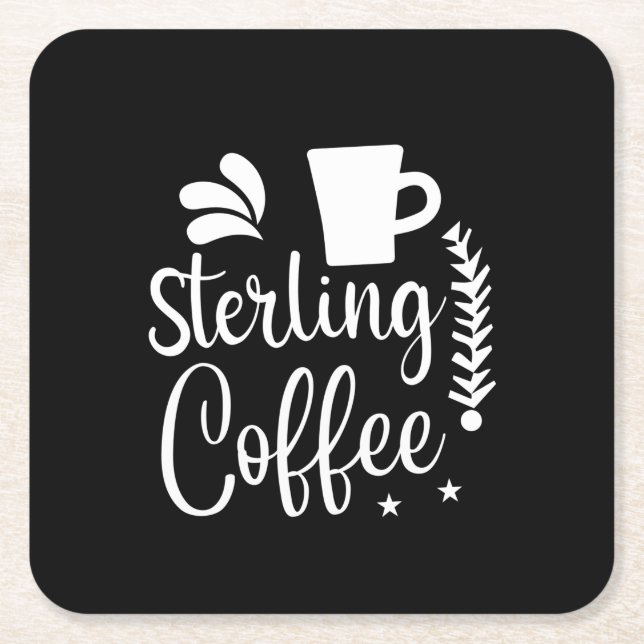 Coffee Art Sterling Coffee Square Paper Coaster (Front)