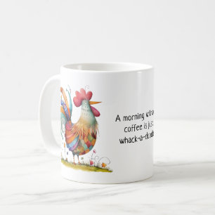 Coffee Attitude Whimsical Folk Art Rooster Funny Mug