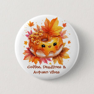 Coffee & Autumn Vibes Donut 6 Cm Round Badge
