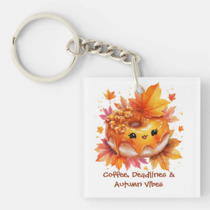 Coffee & Autumn Vibes Donut Key Ring