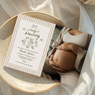 Coffee Baby is Brewing Baby Shower Photo Invitation