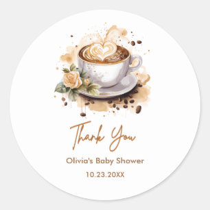 Coffee Baby is Brewing Baby Shower Thank You Classic Round Sticker