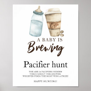 coffee baby pacifier hunt baby shower game poster