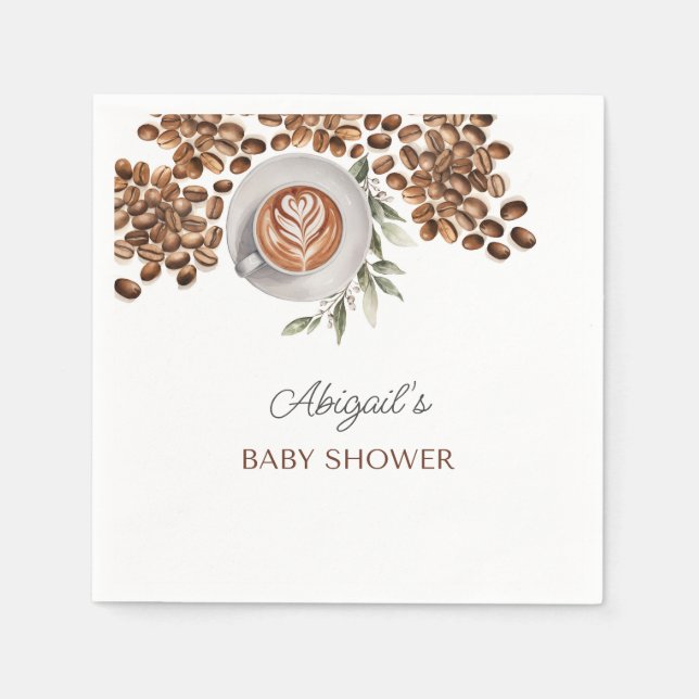 Coffee Baby Shower - a Baby is Brewing Napkin (Front)