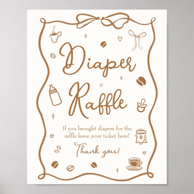Coffee Baby Shower Diaper Raffle  Poster (Front)