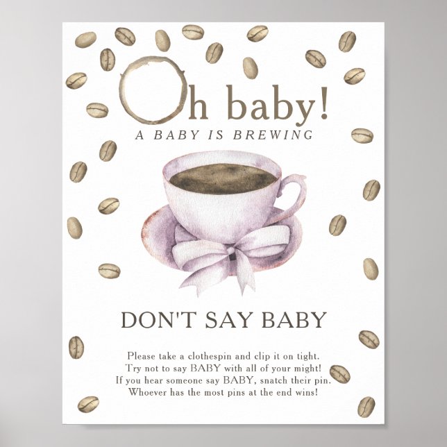 Coffee baby shower - Don't say baby Poster (Front)