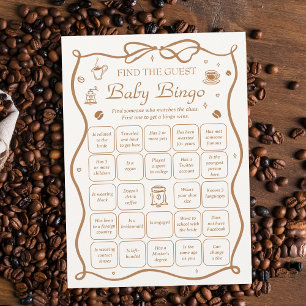Coffee Baby Shower Find the Guest Bingo Game Card