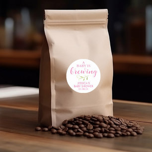 Coffee Baby Shower Greenery Favour Classic Round Sticker