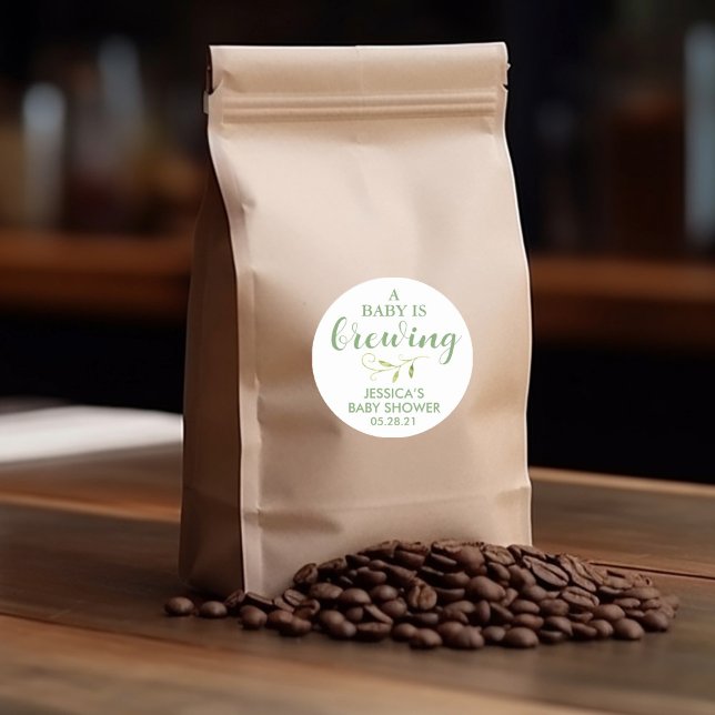 Coffee Baby Shower Greenery Favour Classic Round Sticker (Creator Uploaded)