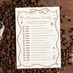Coffee Baby Shower Guess Who Game Card