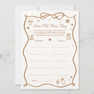 Coffee Baby Shower How Old Were They Game Card