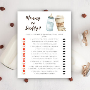 Coffee baby shower - mummy or daddy game