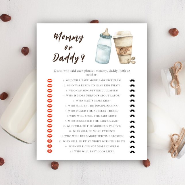 Coffee baby shower - mummy or daddy game (Creator Uploaded)